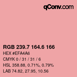 カラーコード: RGB 239.7 164.6 166 | qconv.com
