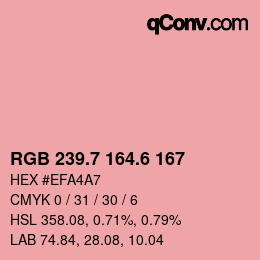 カラーコード: RGB 239.7 164.6 167 | qconv.com