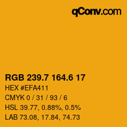 カラーコード: RGB 239.7 164.6 17 | qconv.com