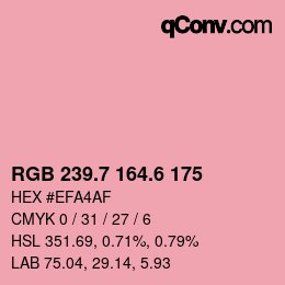 カラーコード: RGB 239.7 164.6 175 | qconv.com