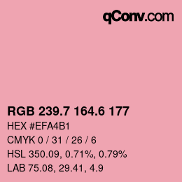カラーコード: RGB 239.7 164.6 177 | qconv.com