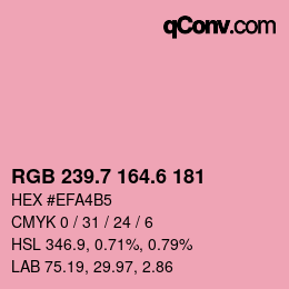 カラーコード: RGB 239.7 164.6 181 | qconv.com