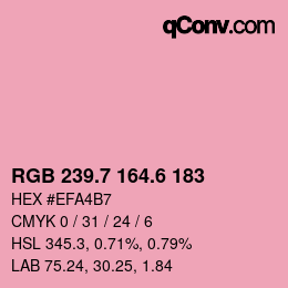カラーコード: RGB 239.7 164.6 183 | qconv.com