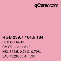 カラーコード: RGB 239.7 164.6 184 | qconv.com