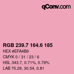 カラーコード: RGB 239.7 164.6 185 | qconv.com