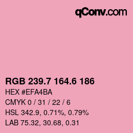 カラーコード: RGB 239.7 164.6 186 | qconv.com