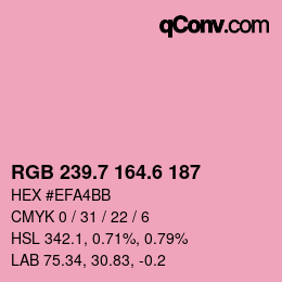 カラーコード: RGB 239.7 164.6 187 | qconv.com