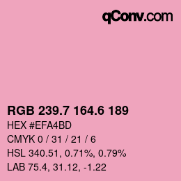 カラーコード: RGB 239.7 164.6 189 | qconv.com