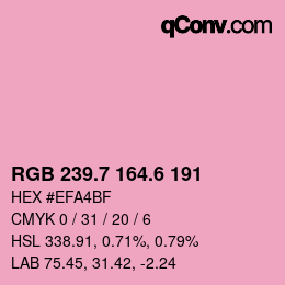 カラーコード: RGB 239.7 164.6 191 | qconv.com