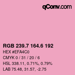 カラーコード: RGB 239.7 164.6 192 | qconv.com