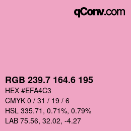 カラーコード: RGB 239.7 164.6 195 | qconv.com