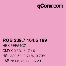 カラーコード: RGB 239.7 164.6 199 | qconv.com