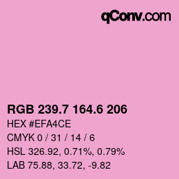 カラーコード: RGB 239.7 164.6 206 | qconv.com