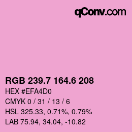 カラーコード: RGB 239.7 164.6 208 | qconv.com