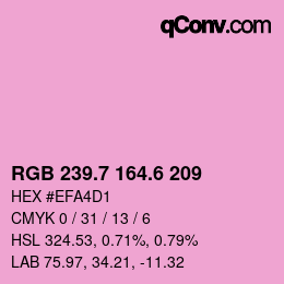 カラーコード: RGB 239.7 164.6 209 | qconv.com