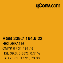 カラーコード: RGB 239.7 164.6 22 | qconv.com