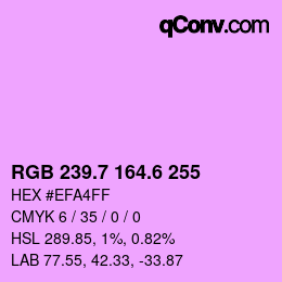 カラーコード: RGB 239.7 164.6 255 | qconv.com