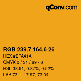 カラーコード: RGB 239.7 164.6 26 | qconv.com