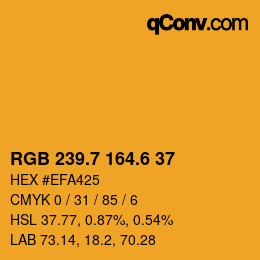 カラーコード: RGB 239.7 164.6 37 | qconv.com