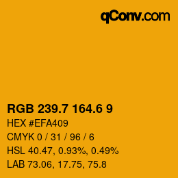 カラーコード: RGB 239.7 164.6 9 | qconv.com