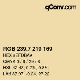 カラーコード: RGB 239.7 219 169 | qconv.com