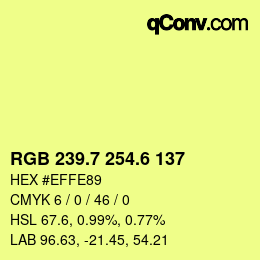カラーコード: RGB 239.7 254.6 137 | qconv.com