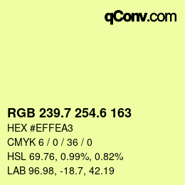 カラーコード: RGB 239.7 254.6 163 | qconv.com