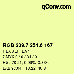 カラーコード: RGB 239.7 254.6 167 | qconv.com