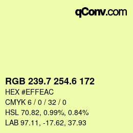カラーコード: RGB 239.7 254.6 172 | qconv.com