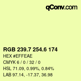 カラーコード: RGB 239.7 254.6 174 | qconv.com