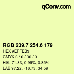 カラーコード: RGB 239.7 254.6 179 | qconv.com