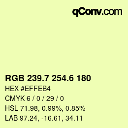 カラーコード: RGB 239.7 254.6 180 | qconv.com