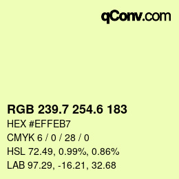 カラーコード: RGB 239.7 254.6 183 | qconv.com