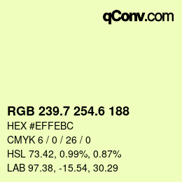 カラーコード: RGB 239.7 254.6 188 | qconv.com
