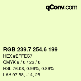 カラーコード: RGB 239.7 254.6 199 | qconv.com