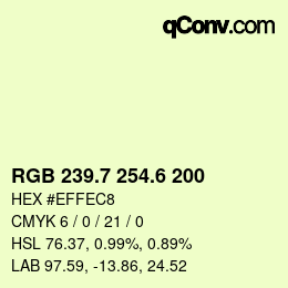 カラーコード: RGB 239.7 254.6 200 | qconv.com