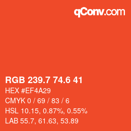 カラーコード: RGB 239.7 74.6 41 | qconv.com