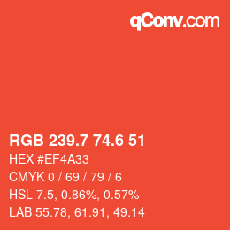カラーコード: RGB 239.7 74.6 51 | qconv.com