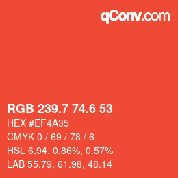 カラーコード: RGB 239.7 74.6 53 | qconv.com