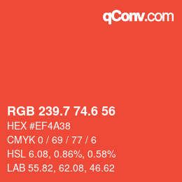 カラーコード: RGB 239.7 74.6 56 | qconv.com