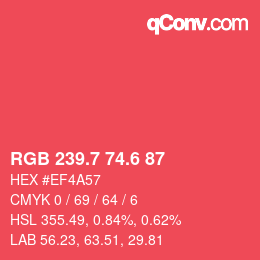カラーコード: RGB 239.7 74.6 87 | qconv.com
