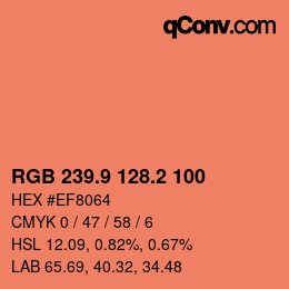 Color code: RGB 239.9 128.2 100 | qconv.com