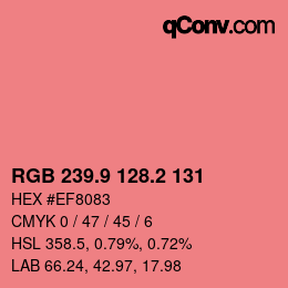 カラーコード: RGB 239.9 128.2 131 | qconv.com