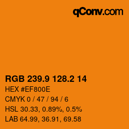 カラーコード: RGB 239.9 128.2 14 | qconv.com