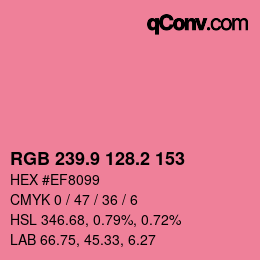 カラーコード: RGB 239.9 128.2 153 | qconv.com