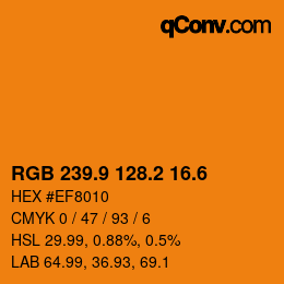 カラーコード: RGB 239.9 128.2 16.6 | qconv.com