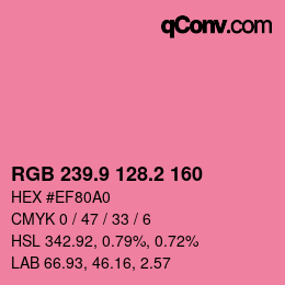 カラーコード: RGB 239.9 128.2 160 | qconv.com