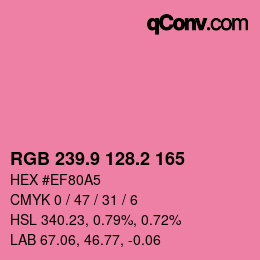 カラーコード: RGB 239.9 128.2 165 | qconv.com