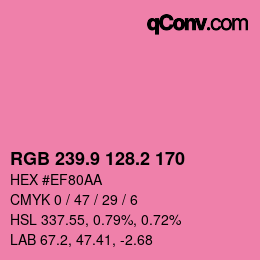 カラーコード: RGB 239.9 128.2 170 | qconv.com