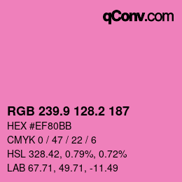 カラーコード: RGB 239.9 128.2 187 | qconv.com